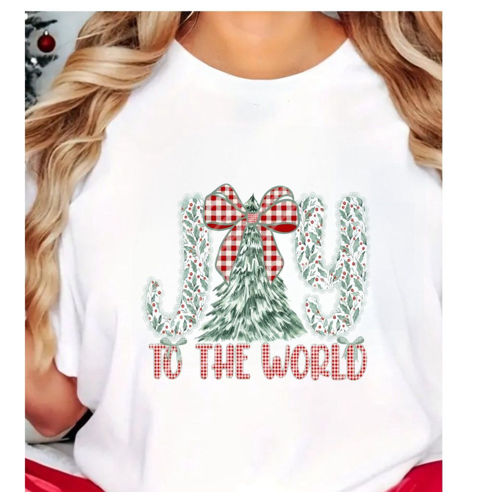 Christmas Joy Short Sleeve Tee White Red